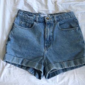 American Apparel Blue High Waisted Jean Shorts 28